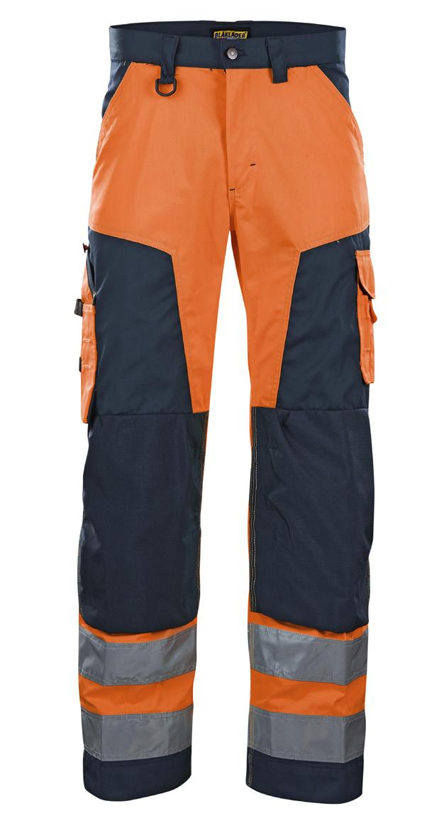 1564 PANTALONI HIGH VIS 1811 65% poliestere, 35% cotone, twill, finitura idrorepellente, 240 g/m² Tasche oblique e tasca supplementare con zip. Chiusura frontale con bottoni.