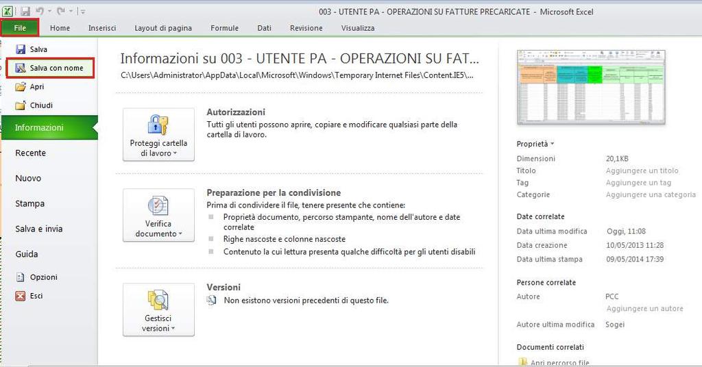 ricezione del Modello 003, selezionare la