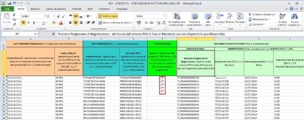 Dopo aver salvato in locale il file excel, è possibile aprire il Modello 003 come nella seguente figura.