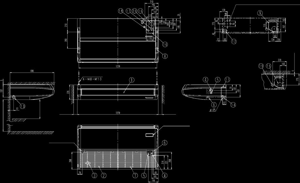 Unità Interna Pensile a soffitto FHQ-C 5 Schemi