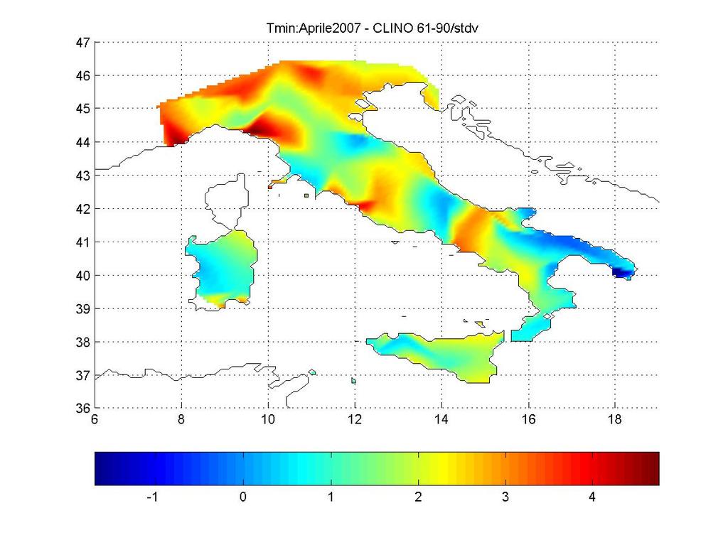 Anomalie delle temperature massime Maximum temperature