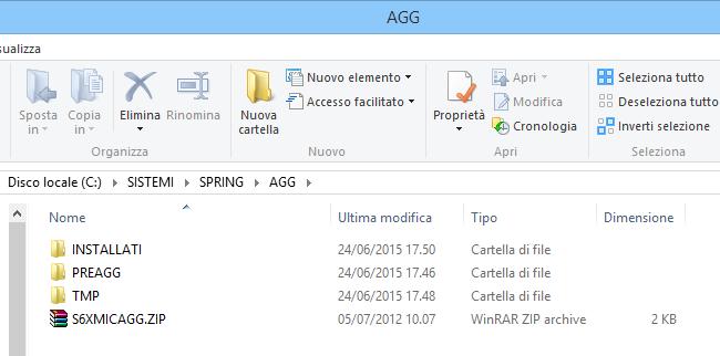 4) Sempre restando nella cartella Spring, entrare nella cartella AGG 5) Una volta entrati nella cartella AGG, in un punto vuoto di questa cartella fare TASTO DESTRO INCOLLA per incollare il file