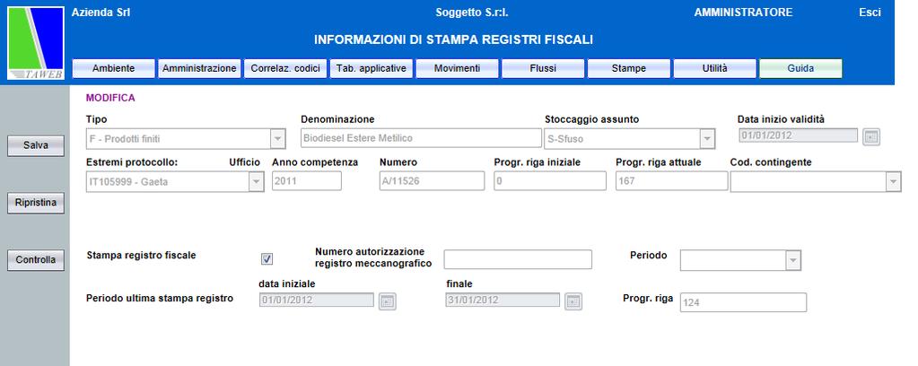 Per quanto concerne, invece, il numero di autorizzazione del registro meccanografico, allorché impostato nella definizione del registro, seppur non viene eseguita la stampa su fogli da