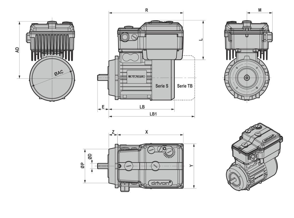 8.3 DIMENSIONALI 8.3.2 Forma costruttiva B14 Inverter Mot.