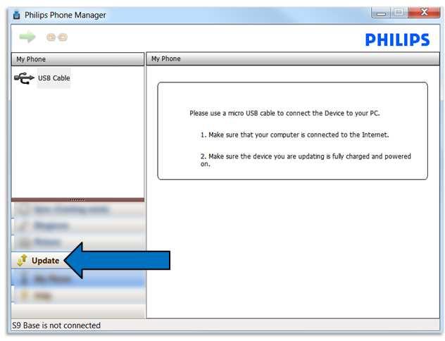 5 Per aggiornare una versione Philips Phone Manager già installata (per PC) 1. Assicurarsi che il computer sia collegato a Internet. 2.