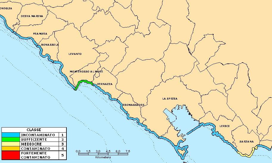 4: tratti comunali controllati ai sensi del d.p.r. 470/82 e relativa classe IQB di appartenenza - provincia di La Spezia.