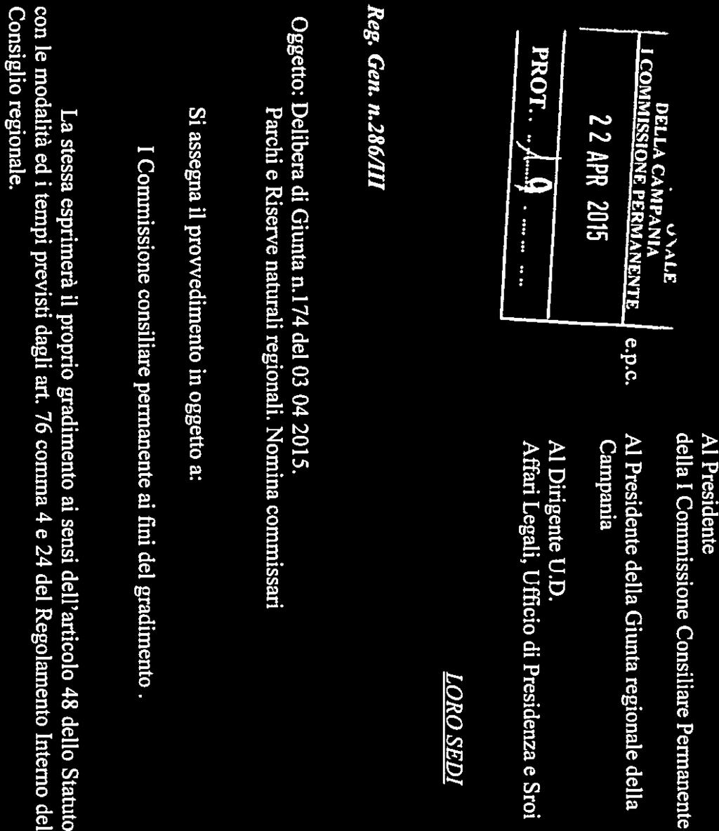 Consiglio Regionale della Campania DELLA CAMPANIA J2.1IONF PERM,\NENTE 22 APRI 2015 29 e.p.c.