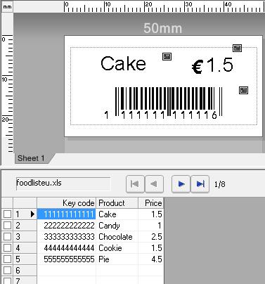 Stampa di etichette usando P-touch Template Stampa di etichette assistita da un database 8 Collegando a un database gli oggetti di un layout di etichette ed eseguendo quindi la scansione dei codici a