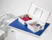 Intermediate open space to allow the introduction of over - bed table - Extractable monobloc drawer with key-lock - Left and