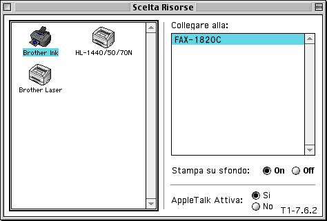 Utilizzo del driver stampante Brother con Apple Macintosh (Mac OS 8.6-9.2) Per selezionare una Stampante: 1 Aprire Scelta Risorse dal menu Apple.