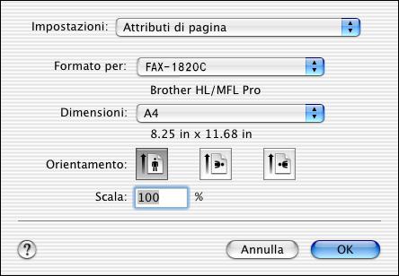 Utilizzo del driver stampante Brother con l Apple Macintosh (Mac OS X) Scelta delle opzioni d impostazione pagina 1 Dal software applicativo come ad esempio Presto!