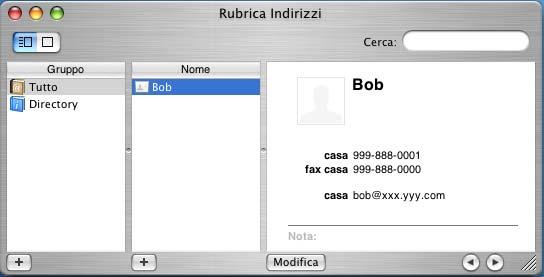 2 Inserire un bigliettino da visita (vcard) dall applicazione Rubrica Indirizzi Mac OS