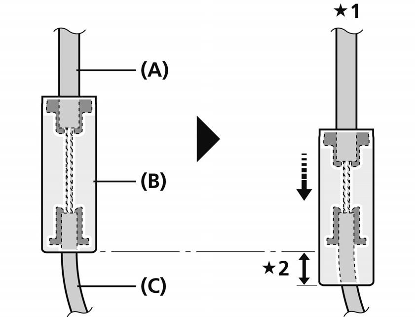 INSTALLAZIONE (FRENI V-BRAKE) INSTALLAZIONE (FRENI V-BRAKE) Installazione del modulatore di potenza 1. Installare il modulatore di potenza sul freno V-brake come mostrato nell'illustrazione.