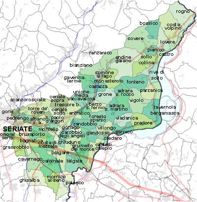 COMUNE DI SERIATE ANNUARIO STATISTICO COMUNALE 2011 I comuni del Sistema Bibliotecario Il Sistema Bibliotecario Seriate Laghi si estende territorialmente nell area Est della