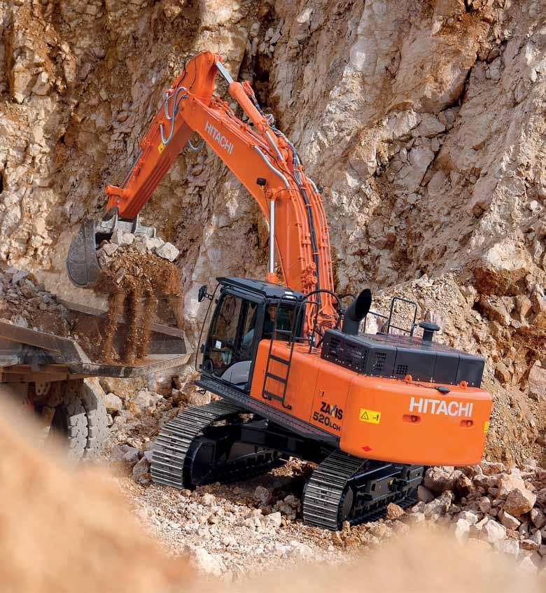 ZX520-5 PRODUTTIVITÀ Gli ingegneri Hitachi hanno sviluppato la nuova gamma di grandi escavatori ZAXIS con lo scopo di raggiungere un alto livello di produttività con un minor consumo di carburante e