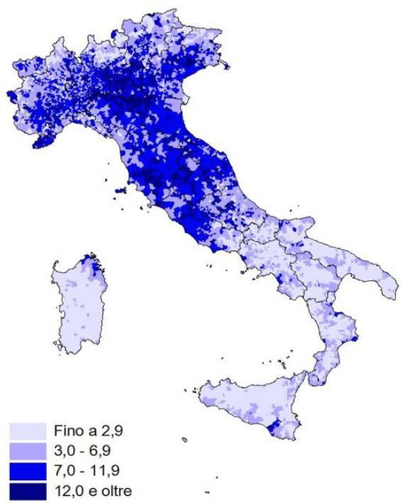 Stranieri residenti ogni 100 residenti nei comuni italiani al 1 gennaio 2013 Fonte: Istat La fase della STABILIZZAZIONE,