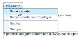 Si visualizzerà un menu a tendina con alcune voci: scegliere la prima voce, Nuova risposta o la seconda voce, Nuova risposta con cronologia (se si