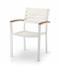 Stackable chair, aluminium frame white antique varnished.