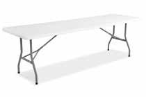 Foldable table with steel frame and HDPE table top with thickness 50 mm.