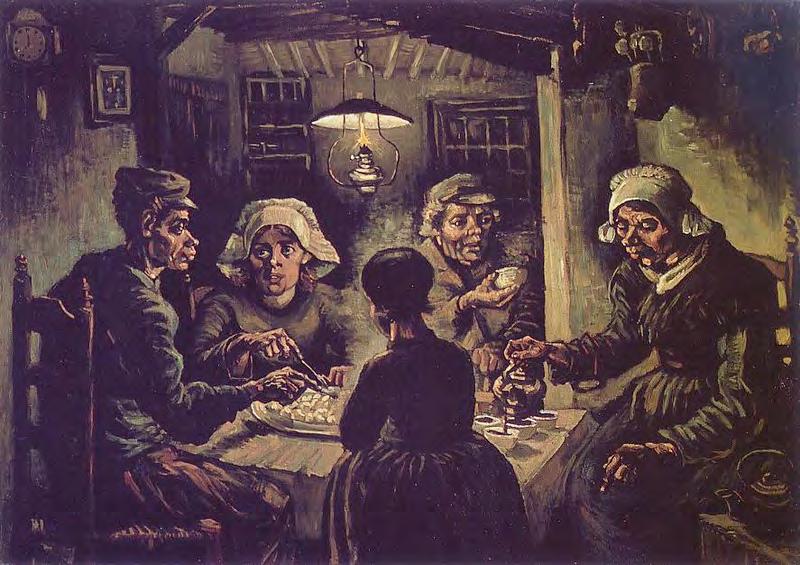 I mangiatori di patate, opera di Van Gogh, dipinta nel 1885 prima del trasferimento a Parigi.