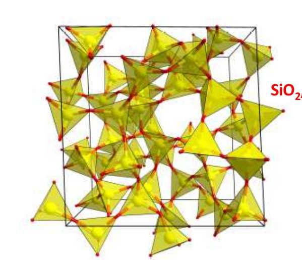 tetraedri in strutture ordinate e disordinate Le considerazioni precedenti (Si O e O Si O fissi, Si O Si variabile) mostrano che nella silice cristallina è presente un unità base, rigida, costituita