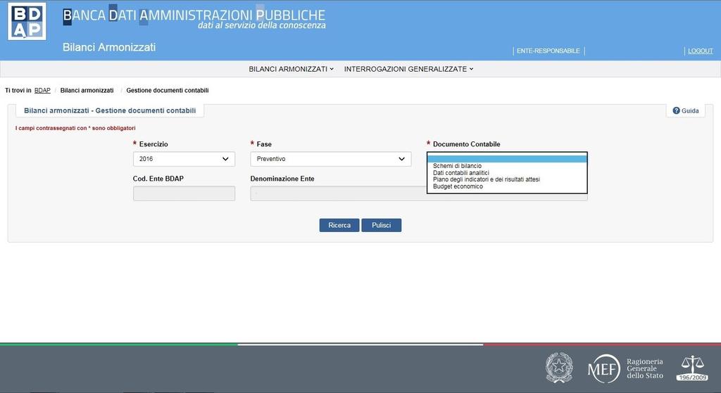 Fig. 14 Bilanci Armonizzati- Gestione documenti contabili (2 di 4)