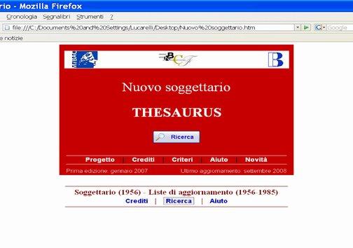 Il Nuovo soggettario Un thesaurus generale consultabile sul Web,