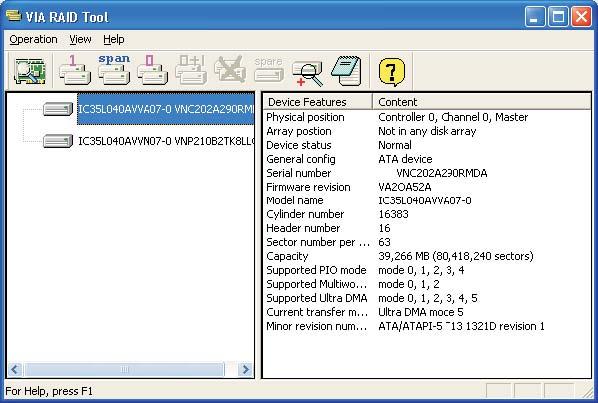 2 Guida all installazione di VIA Windows RAID Avete il permesso di configurare la funzione RAID per Windows.