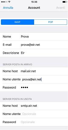 Protocollo Ti verrà richiesto se vuoi configurare l'account in modalità POP3 o in modalità IMAP: IMAP: se vuoi impostare una casella Email tramite server IMAP POP3: per impostare la tua casella Email