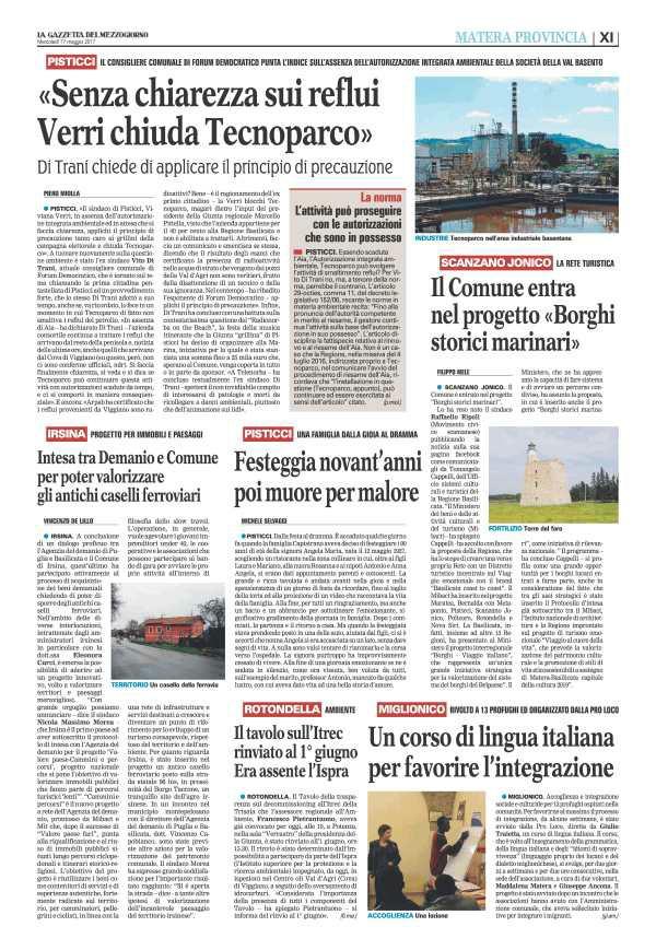 17 maggio 2017 Pagina 39 La Gazzetta del Mezzogiorno (ed. Basilicata) SCANZANO JONICO LA RETE TURISTICA Il Comune entra nel progetto «Borghi storici marinari» SCANZANO JONICO.