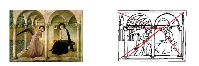 Un esempio di prospettiva lineare, l l annunciazione di Fra Angelico a Firenze.