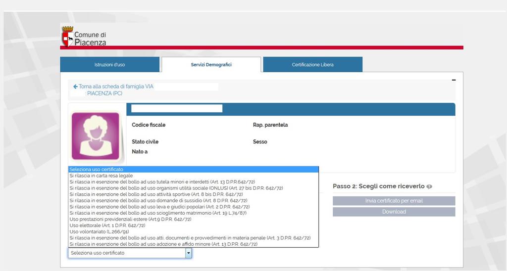 preventivamente una marca da bollo da 16,00 per ogni certificato, in quanto va inserita la data ed il codice identificativo, che si trovano sulla