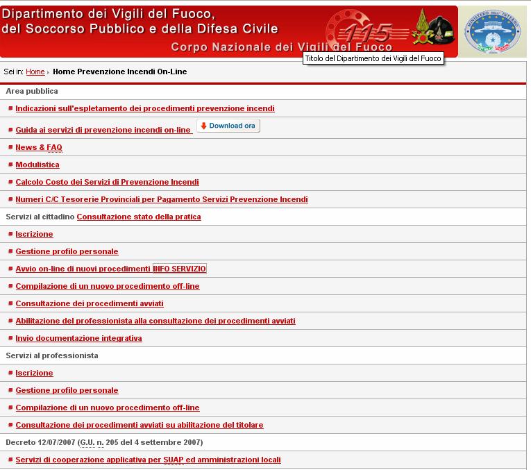 I SERVIZI SUL PORTALE VIGILFUOCO.