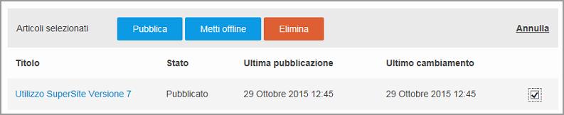 Cliccando sul titolo stesso dell articolo, si accede alla pagina di compilazione dell articolo (vedi indicazioni sopra).