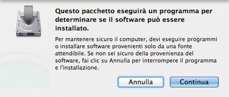 Installazione in Mac OS 3. Fare doppio clic sull'icona [ScanSnap]. asi visualizza un messaggio di conferma. 4. Cliccare il tasto [Continua].