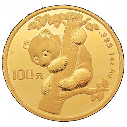 A partire dal 2001 valore nominale: 100 yuan. Cina Panda 1/2 oncia Cina Panda 1/10 oncia Titolo: 999.