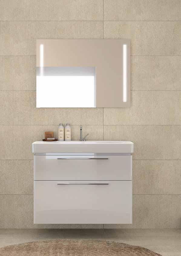 lucido (36780083) mirror 90x65 (36807) white high gloss wall hung cabinet 90