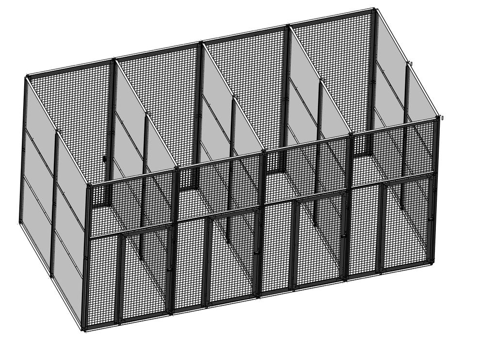 Cage System ESEMPIO VOLIERA MODULARE A 4 SCOMPARTI CON DIVISORI CHIUSI IN