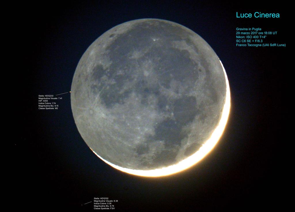 Le foto della Sezione di Ricerca Luna - UAI..luce cinerea, il 29 marzo 2017, macchina fotografica digitale applicato ad un SC da 6.
