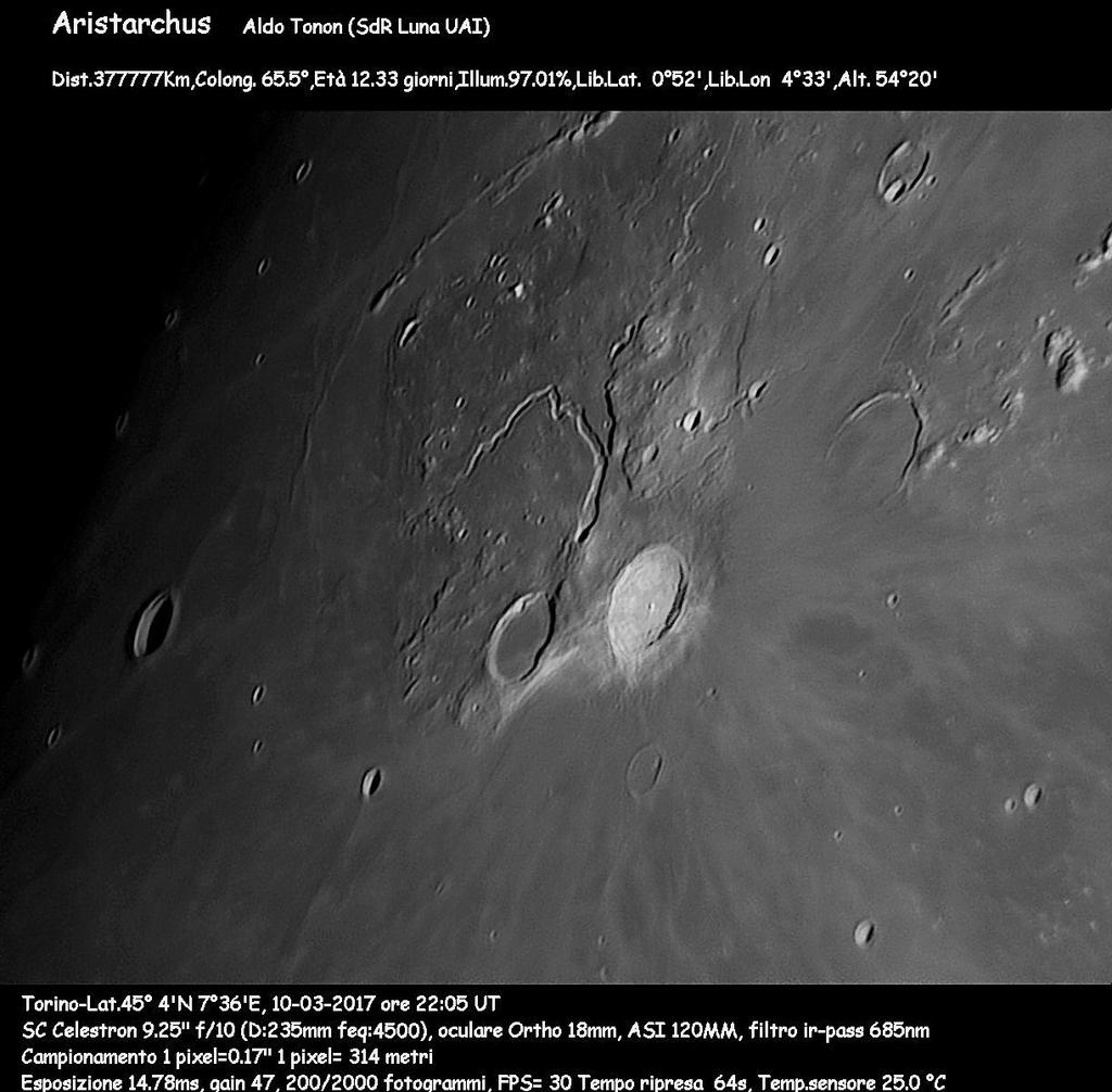 Le foto della Sezione di Ricerca Luna - UAI..Aristarchus, il 10 marzo 2017 alle 22:05 T.U. Telescopio SC da 9.