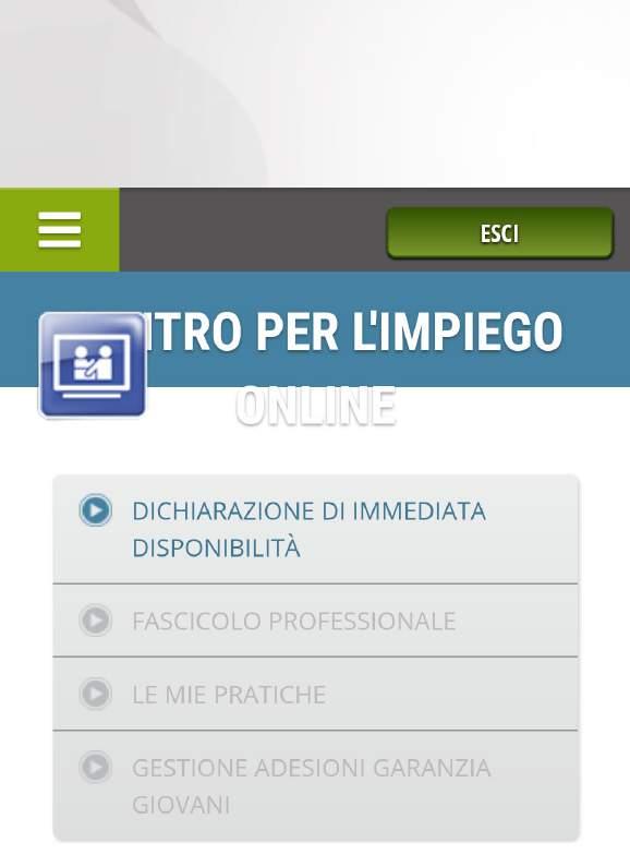 ADATTAMENTO PIATTAFORME CLV AL MOBILE APPLICATIVO Centro per l Impiego Online 1 Home Page > CPI Online - Utente autenticato 2 DESCRIZIONE INTERVENTI 1.