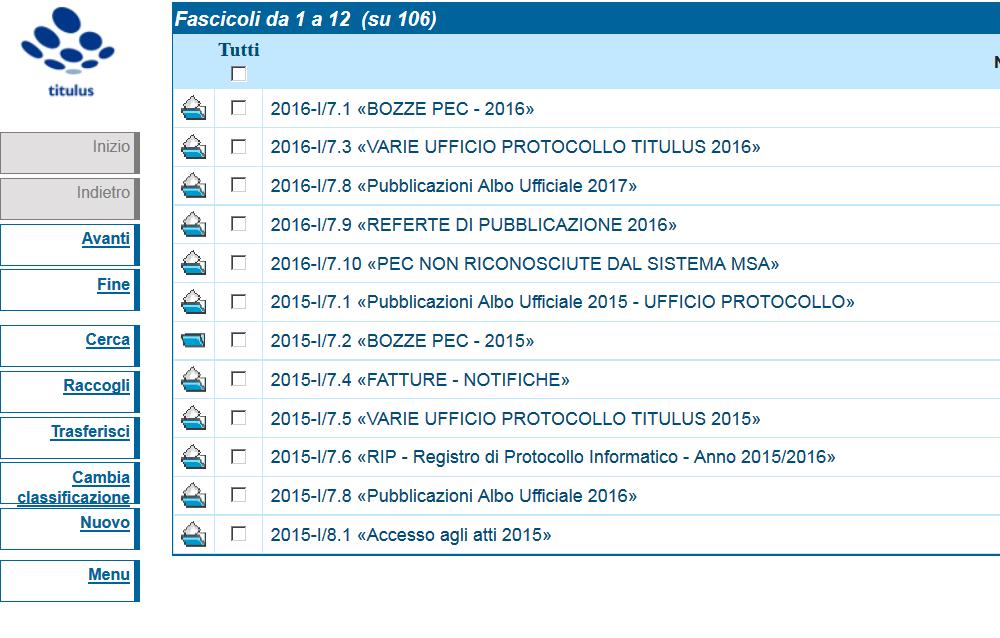 Identificato il fascicolo corretto all interno del quale si desidera posizionare il documento