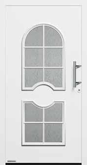 0,9 W/ (m² K)* Motivo 189 Maniglia in acciaio inox HOE 615, vetro decorativo Float opaco con 7 strisce trasparenti, triplo vetro