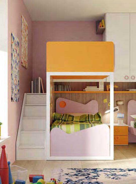 SALVASPAZIO 119 ELEMENTI: Letto Soppalco Angolo Zoom - Letto Derby Up / Maniglia T82 SPAZIO: 11m 2 ITEMS: Angolo Zoom loft bed - Derby Up bed / T82 handle 3550 FINITURE / FINISHES: 3100 Olmo Cenere