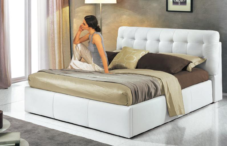 48h Similpelle Bianco Stone Letto contenitore 1 piazza e mezza con