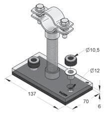 defl essione f = L/150 Punto fi sso a morsa Componenti del punto fisso a morsa Applicazioni: tubi in acciaio ferritico, tubi in plastica Materiale: Acciaio Modalità di impiego: Avvitare Tipo