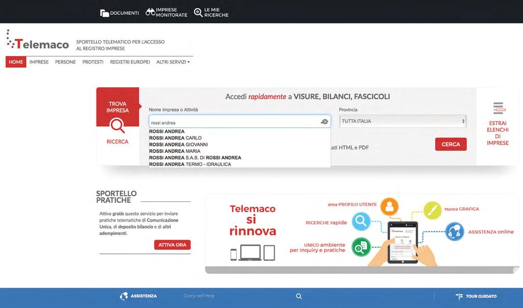 I dati che le imprese inviano al Registro