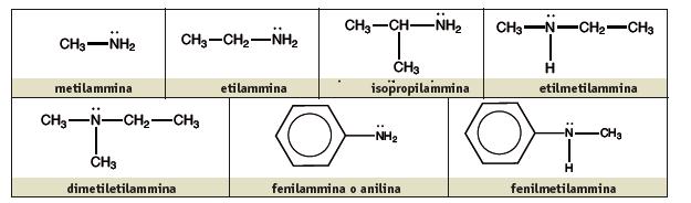 Ammine: nomenclatura si unisce il suffisso ammina ai