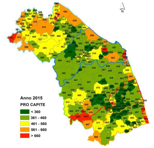 PRODUZIONE RIFIUTI URBANI Produzione pro capite di