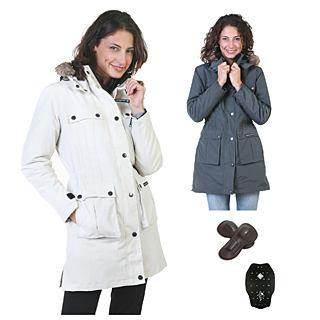 PARKA 834 nero / marrone / grigio piombo 5 taglie S / XXL - esterno in nylon impermeabile a elevata colonna d acqua - taglio 3/4 - cuciture nastrate - imbottitura invernale staccabile - cappuccio